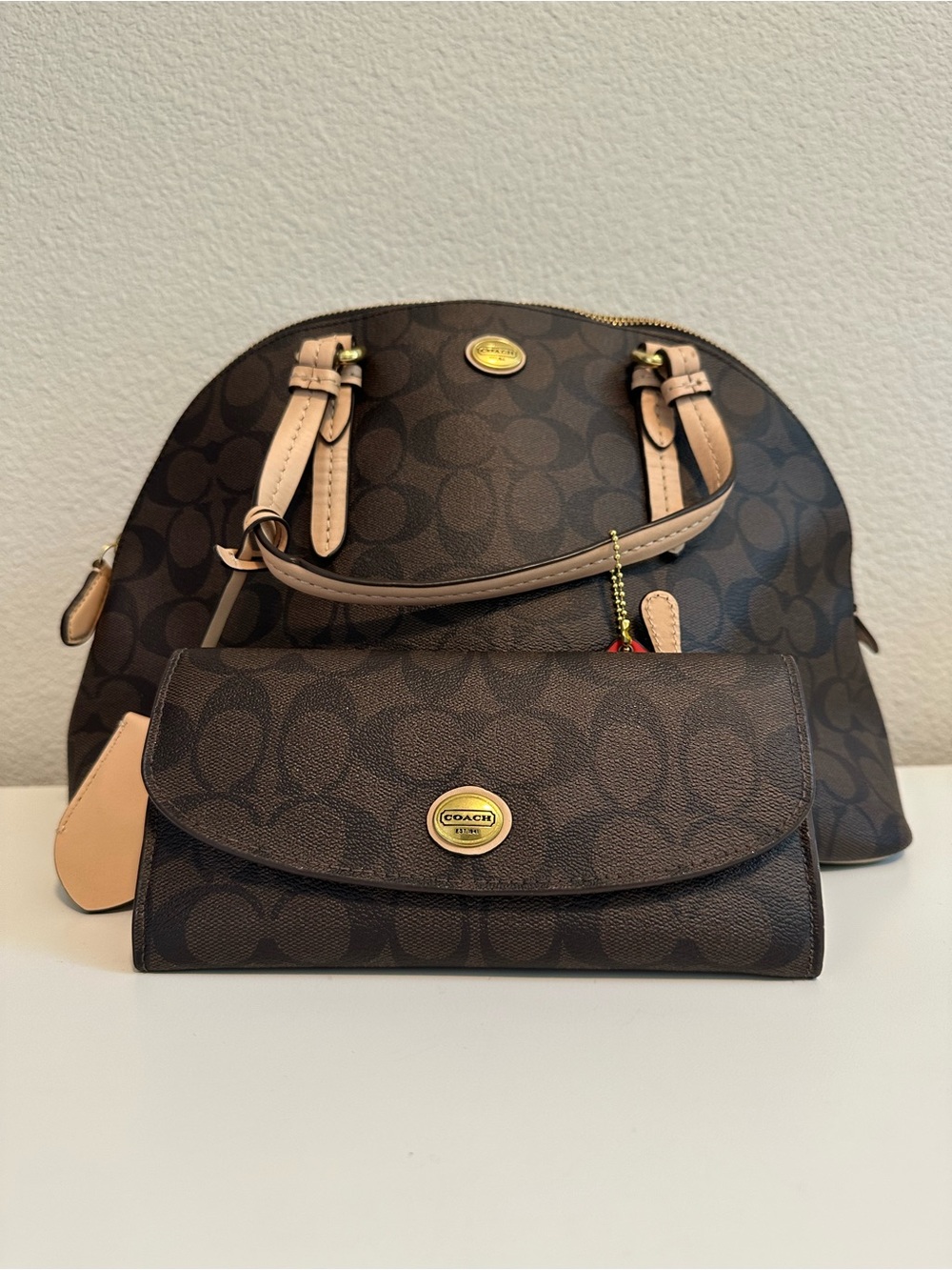 🤎 COACH Peyton Signature Cora Domed Satchel and Envelope Wallet Bundle 🤎
